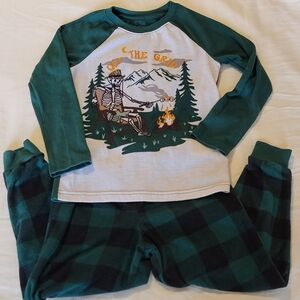 Boys Wonder Nation Pajama Set with Forest Print, XS (4-5), Green